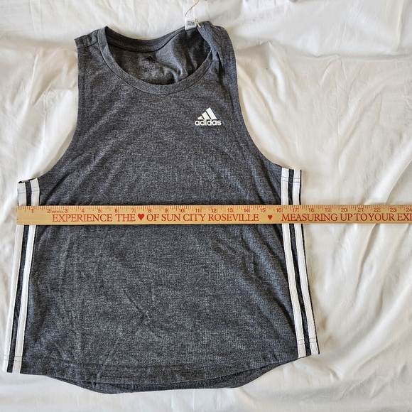 Adidas PRIMEGREEN Aeroready Original 3 Stripe Training Gray Tank Top Small NWT - Picture 9 of 12